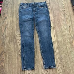 Ann Taylor The Skinny Ankle Jeans Modern Fit Mid Rise Denim Dark Wash Blue Sz 6